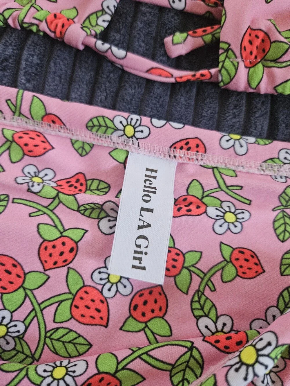 Hello LA Girl Pink Strawberry Floral Bikini Set Small